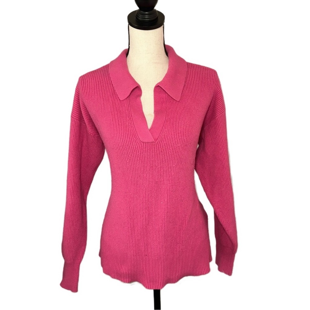 Pink Ribbed Knit Sweater